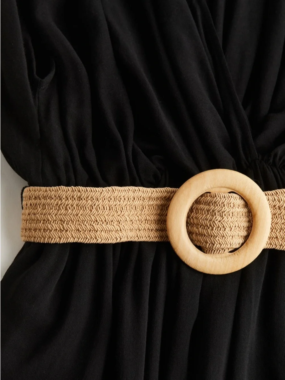 NWT H&M Black Maxi Dress with Tan Belt